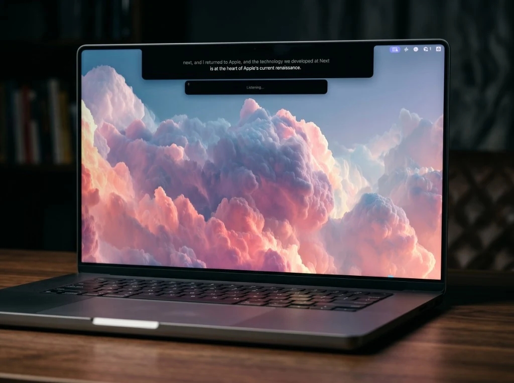 NotchLive showing live captions in the MacBook notch